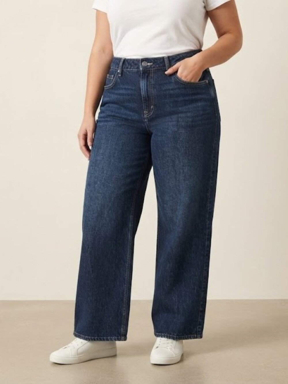 Hollister Dark Blue High-Rise Baggy Wide-Leg Jeans